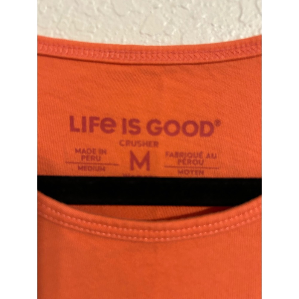 Life Is Good Womens Crusher Tank Top Orange Paw Print Heart Love Graphic Medium - Picture 3 of 7